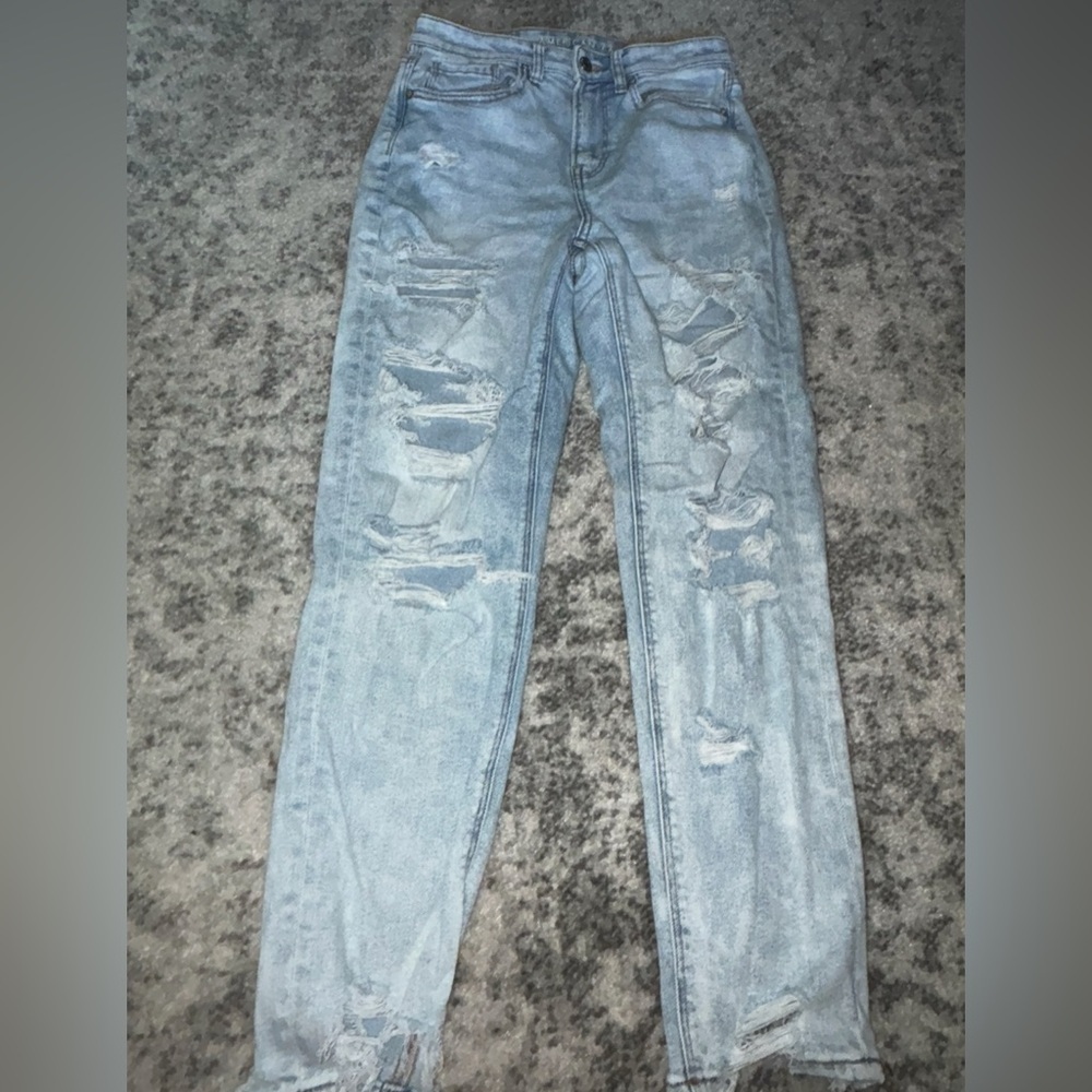 American Eagle Outfitters Ripped Skinny Jeans Light Wash Size 4 Regular